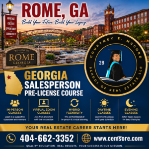 Georgia real estate license course for Rome GA students with CEMSORE